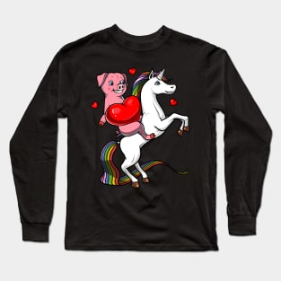 Pig Riding Unicorn Long Sleeve T-Shirt